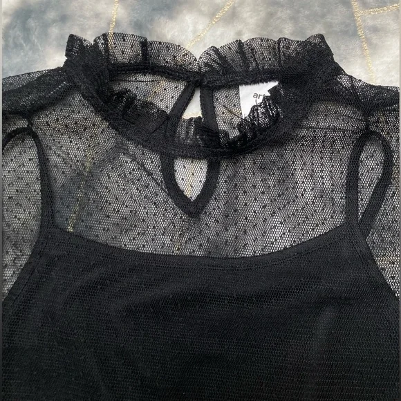Black Art Class Sheer Long Sleeve Top - Picture 2 of 8